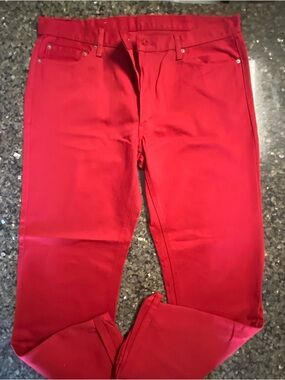 Levi's Men's Athletic Taper Red Denim Jeans Solid 5-Pocket Button Zip 40x34